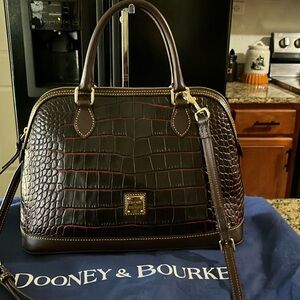 Dooney & Bourke 100% croco embossed 100% genuine leather satchel